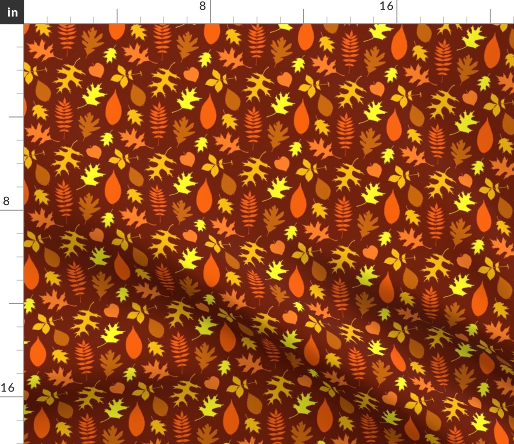 Retro Colorful Autumn Leaves with Rich Browns Orange and Yellow Colors (Mini Scale)