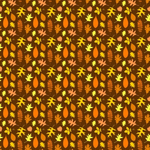 Retro Colorful Autumn Leaves with Yellow Orange and Brown Colors (Mini Scale)