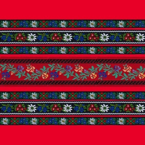 Embroidered Ribbons 18 inches Red