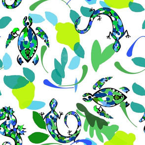 Sea horse,turtles,lizard pattern
