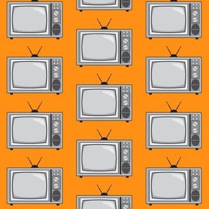 television sets on orange