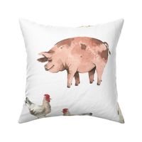 Gentle Farm Animals on White - Larger Scale