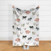 Gentle Farm Animals on White - Larger Scale