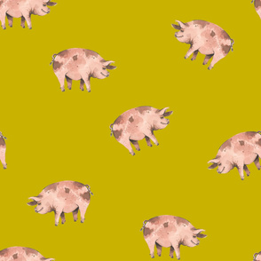 Gentle Pigs on Gold - Larger Scale