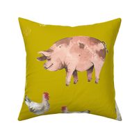 Gentle Farm Animals on Gold - Larger Scale