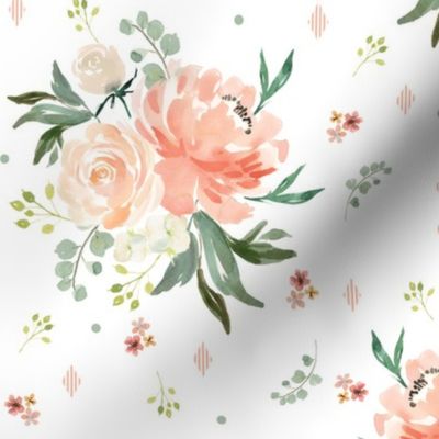 Watercolor Peachy Cream Floral
