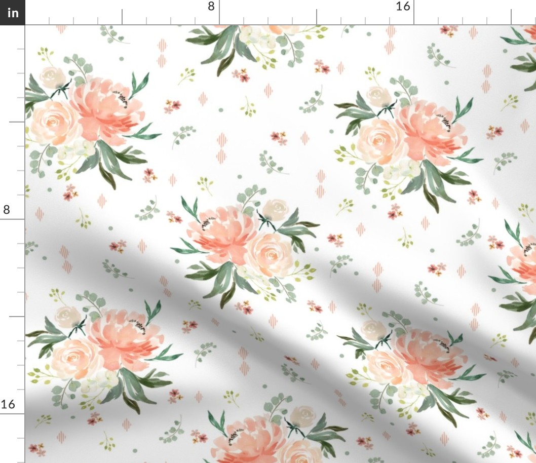 Watercolor Peachy Cream Floral