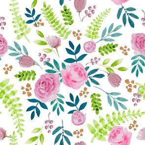 peonies & ferns hand painted