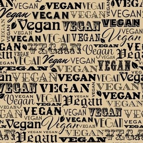 Vegan Text Repeat in Black & Tan Vegan Gift Plant Based 