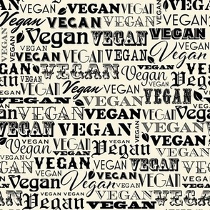 Vegan Text Repeat in Black & Ivory Vegan Gift Plant Based 
