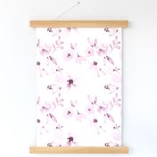 Large Scale floral wallpaper Washed out pink