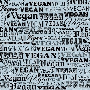 Vegan Text Repeat in Black & Blue  Vegan Gift Plant Based 