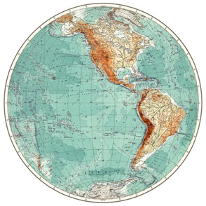 Vintage Western Hemisphere Globe Decal
