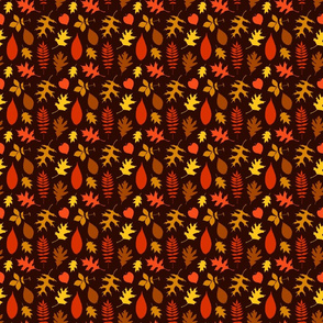 Retro Colorful Autumn Leafs Fall Leaf Pattern (Mini Scale)