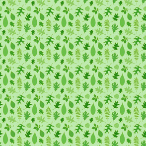 Retro Green Leaves Leaf Pattern (Mini Scale)