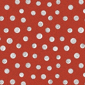 Funny hand drawn dots in red and white