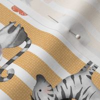 Jungle Animals - Elephant, Zebra, Lemur (butterscotch stripe) 12" repeat ROTATED