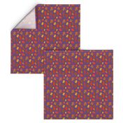 Fall Leaves Pattern on Purple with Colorful Leaf Illustrations (Mini Scale)