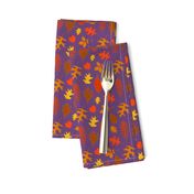 Fall Leaves Pattern on Purple with Colorful Leaf Illustrations (Mini Scale)