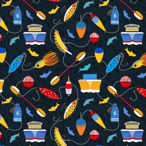 Gone Fishing Fabric, Wallpaper and Home Decor