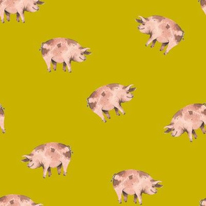 Gentle Pigs on Gold - Smaller Scale