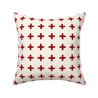 cross fabric - red and cream