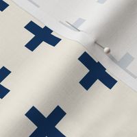 cross fabric - navy and cream