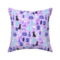 pastel witch fabric - cute pastel halloween design - purple/aqua