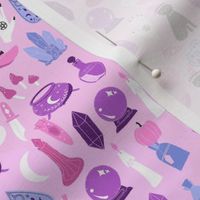 SMALL pastel witch fabric - cute pastel halloween design - lilac