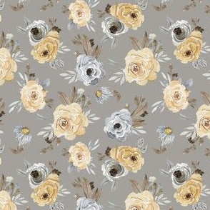 4" Sloane Florals Taupe Back