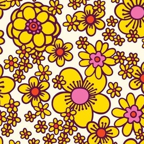 Retro Blooms - Yellow