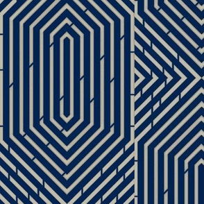Labyrinth Geometric in  Navy & Gray Area