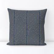 Labyrinth Geometric in Navy & Gray Area 