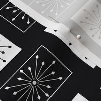 Retro Atomic Starburst - White on Black