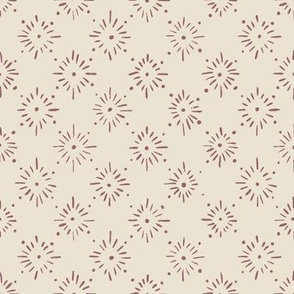 Embroidered Stars (plum on cream) 