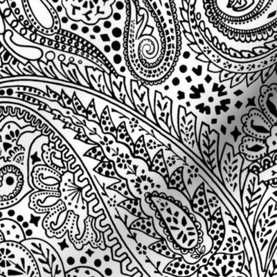 Large Paisley Positivity white black