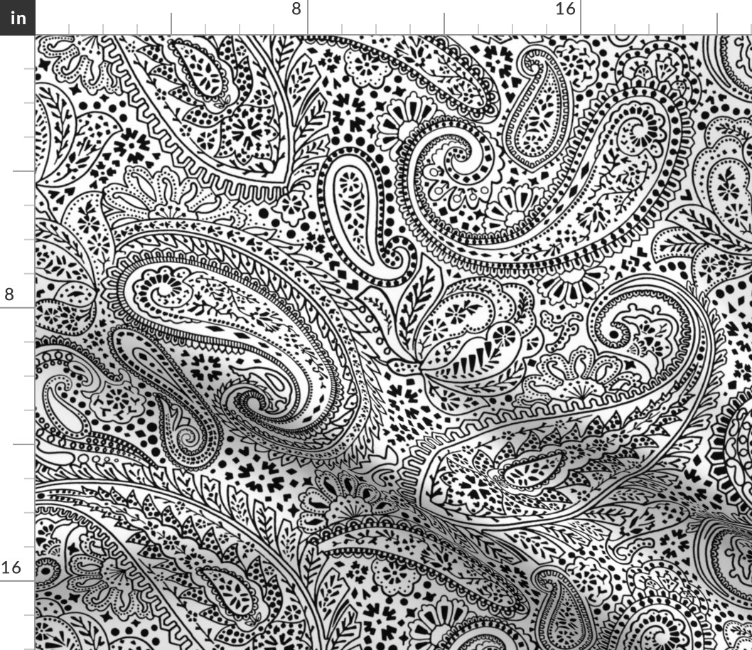 Large Paisley Positivity white black