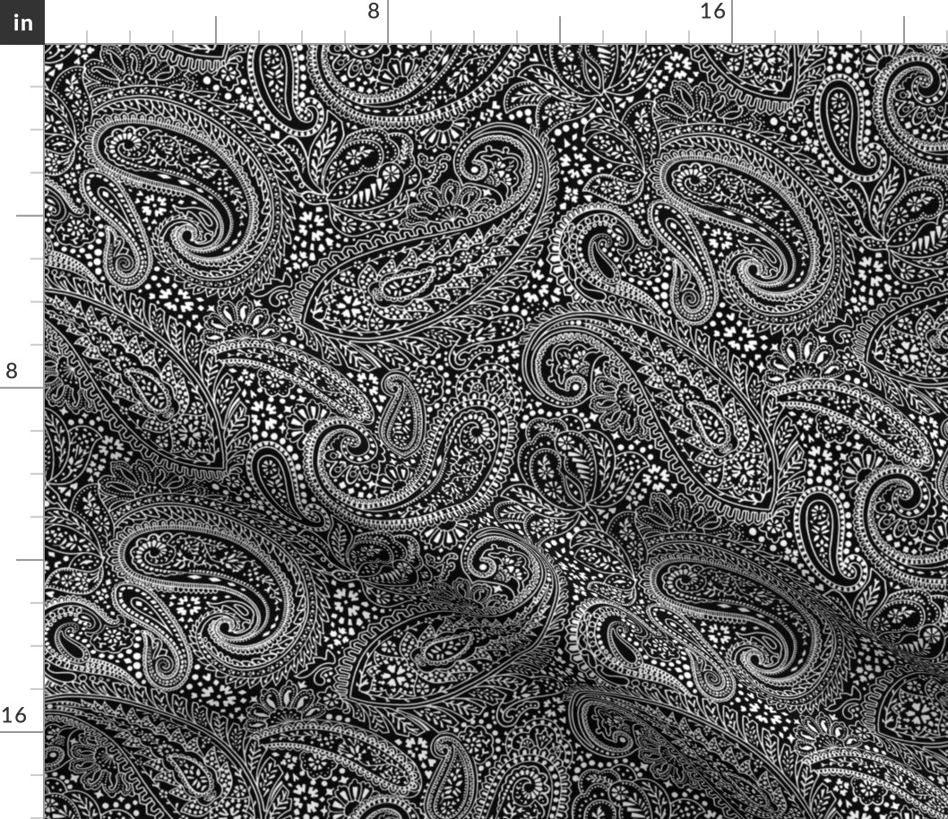 Small Paisley Positivity black white