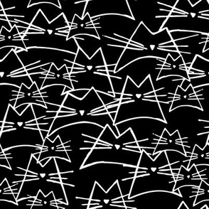 cats - nala cat white and black - hand-drawn cats - cats fabric