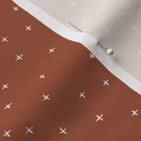 mini micro // freehand bone swiss crosses on rust red