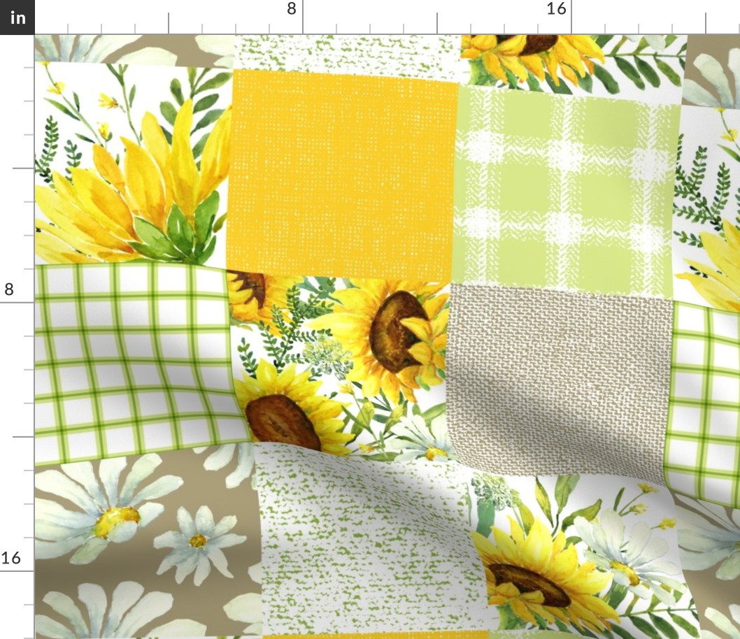 Sunflower Garden Wholecloth Patchwork Quilt 