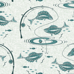 1950 Fish Fabric, Wallpaper and Home Decor
