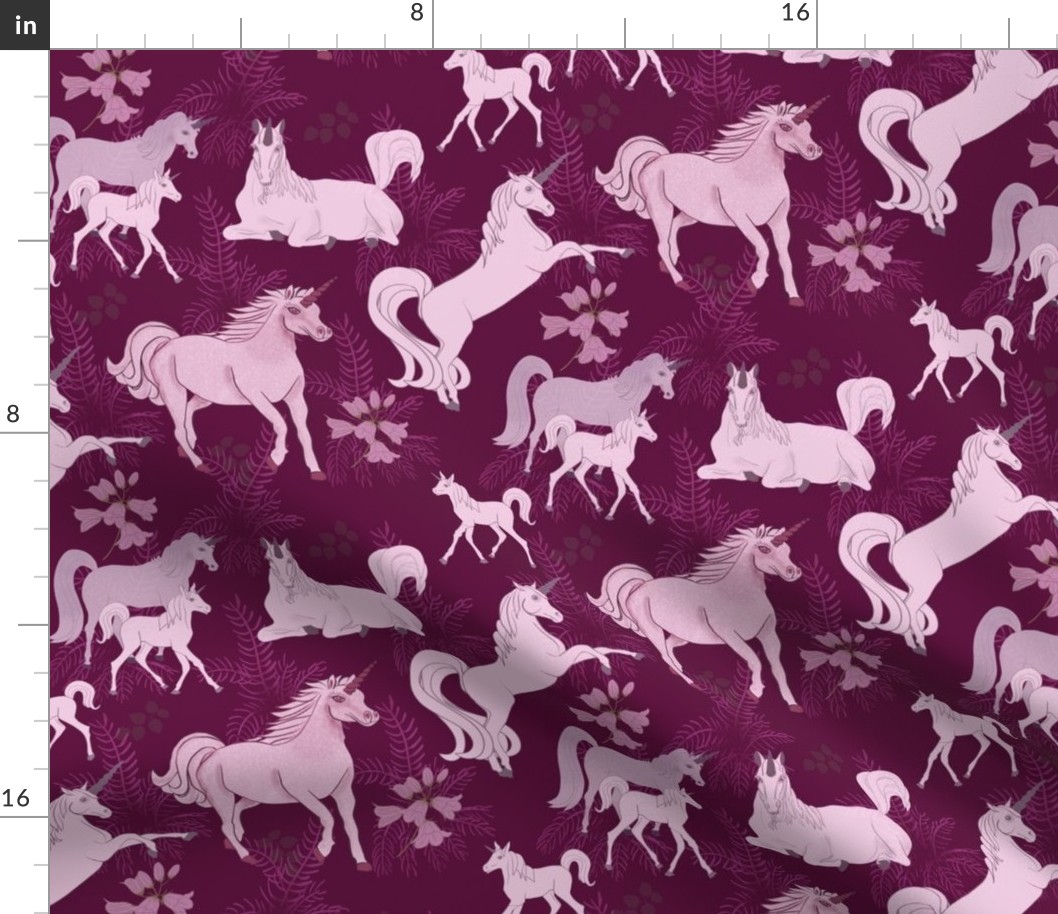 Burgundy Repeat Unicorns