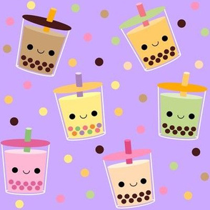 Happy Boba Bubble Tea Lavender - Large