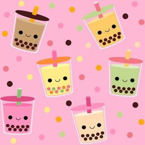 Happy Boba Bubble Tea Pink - Large