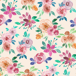 Watercolour Floral - Vintage Peach