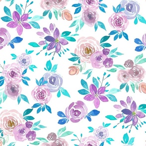 Watercolour Floral - Soft Purple & Teal