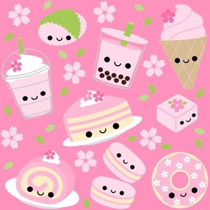 Happy Cherry Blossom Sakura Desserts Pink - Large