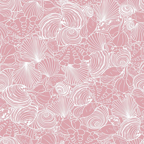 Seashells paradise pink outlines monochrome