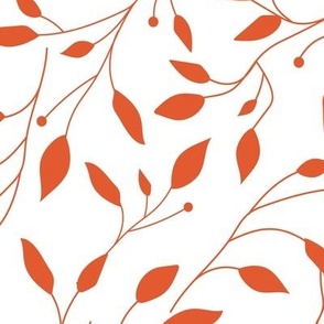 Red leaves on white